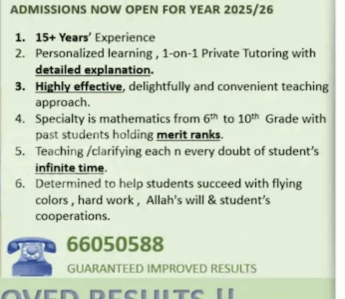 Maths Tutor - Female . (CBSE , IGCSE edexcel Board)